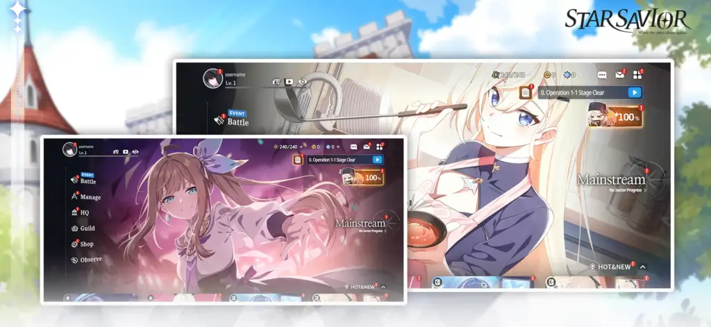 scena walki w mobilnej grze StarSavior z drużyną bohaterów anime